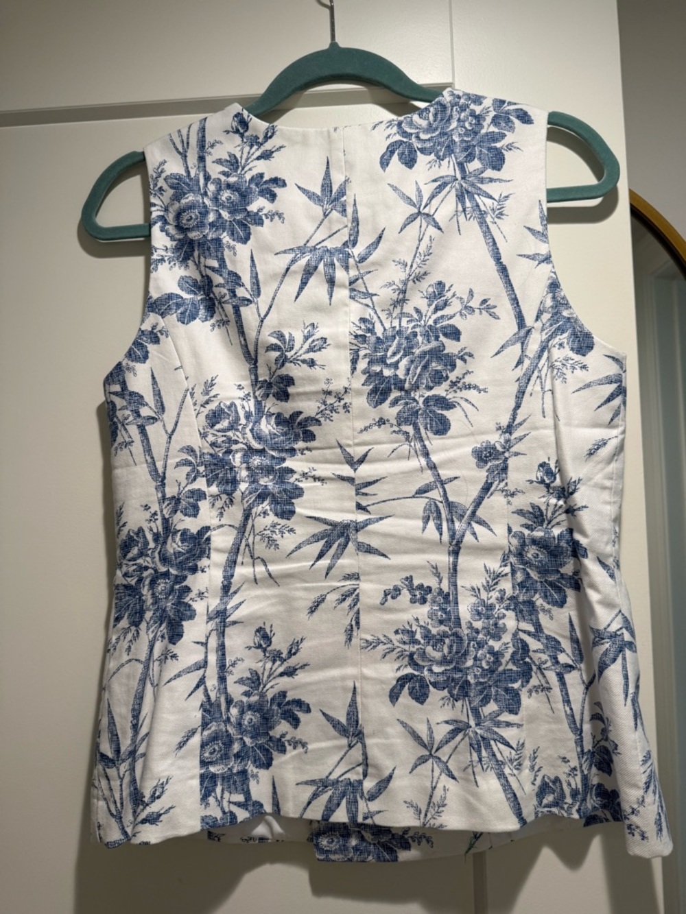 LOFT Blue and White Floral Toile Tank Top